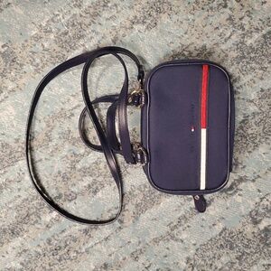 Tommy Hilfiger Small Blue Purse Gingham HTF 7L 4.5H 3W Double Zip